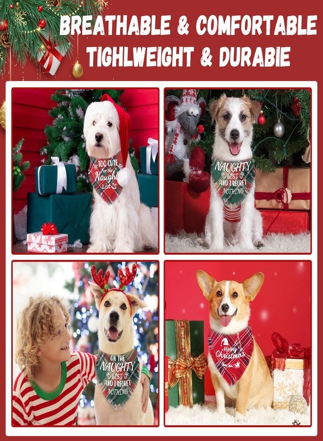 duludulu 3 Pack Christmas Dog Bandanas with Tassels Edges Merry Christmas Printing Stylish Plaid Bandana Funny Xmas Scarf Bibs Bananas for Dogs Pet Holiday Accessories Decoration - Image 4